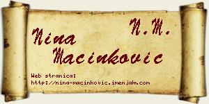 Nina Mačinković vizit kartica